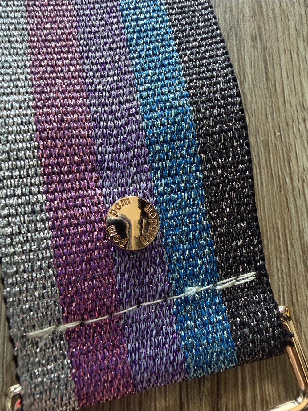 Striped Glitter Adjustable Bag Strap in Blue, Purple, Gray - Picture 2 of 3